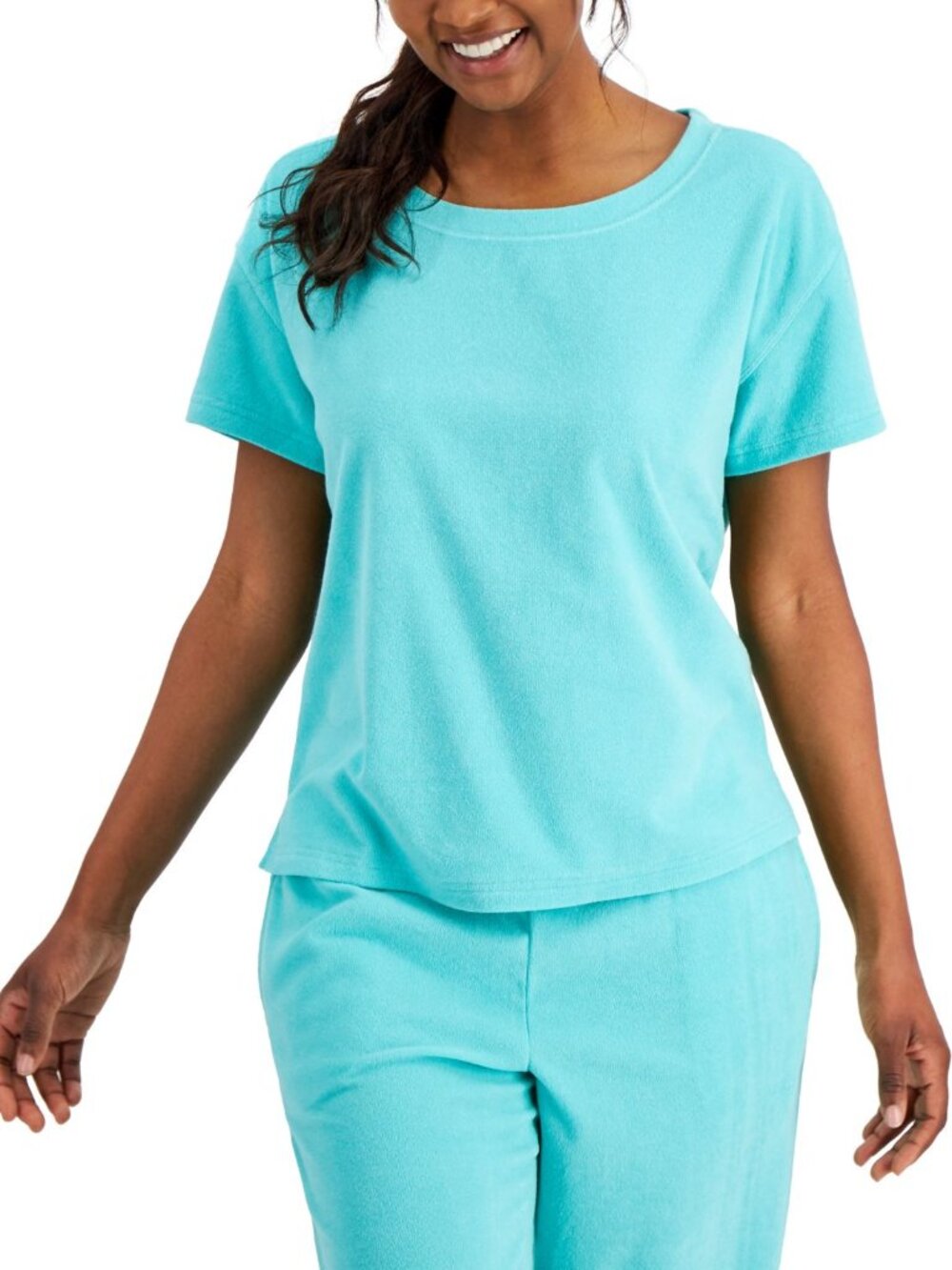 Jenni by Jennifer Moore Womens Terry Cloth Crewneck Top